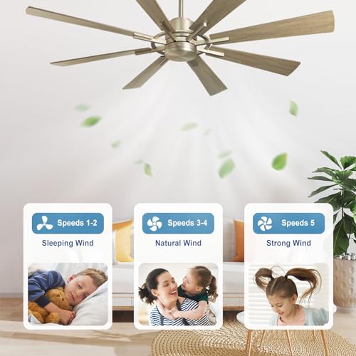 Image of Depuley Ceiling Fan Without Light: 72 Inch Big Indoor Outdoor Fan with Remote APP Control - Large Farmhouse Wood Ceiling Fan no Light 8 Blade Reversible Quiet DC Motor Memory Function Timer
