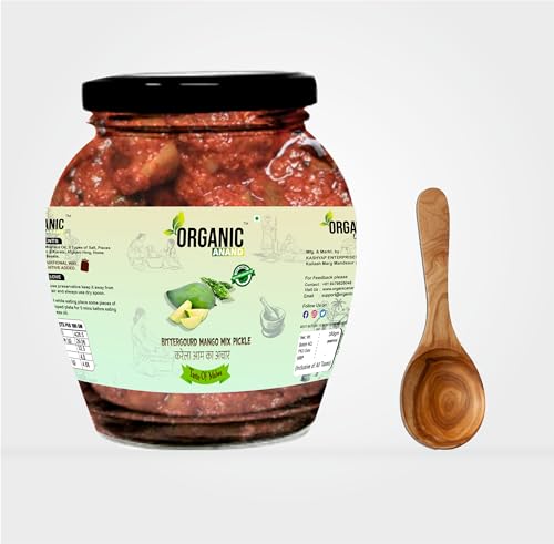 Image of Organic Anand Homemade Bittergourd Mango Mix Pickles 350gram Karela Aam ka Achar, Flavourful, Delicious, Traditional Taste