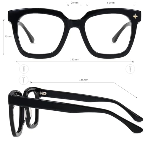 Image of Firmoo Oversized Blue Light Glasses for Women Men Large Frame Anti Eyestrain & UV Protection Computer Gaming Blue Blocker Eyeglasses(Glare Black)