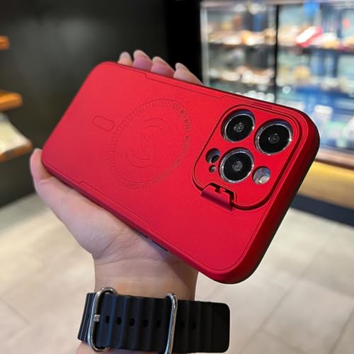 Étui magnétique de chargement sans fil rouge antichoc pour iPhone 14 Plus 12