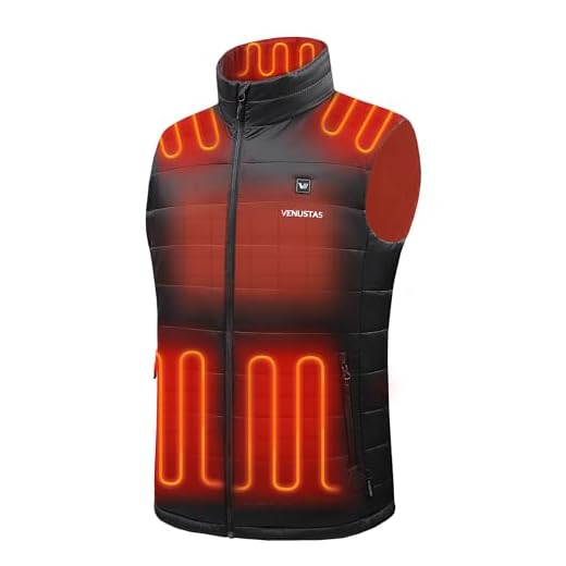 Venustas Chaleco Calefactable Hombre con Batería 7.4V, Chaleco Térmico Ligero con 3 Niveles de Temperatura, Calentador Eléctrico para Invierno al Aire Libre Camping Senderismo Esquí (2XL)