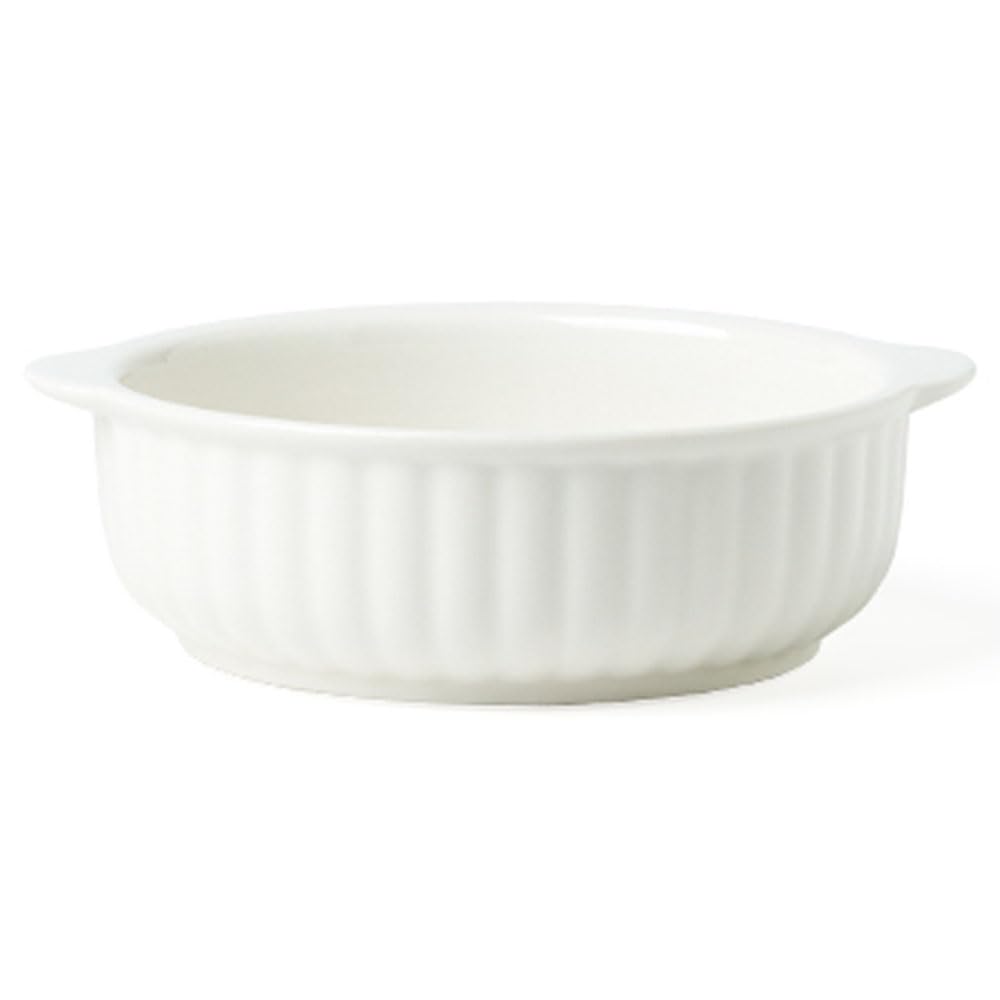 Plat à Tarte En Porcelaine Blanche 15.2cm - Avec Poignées, Four Et Table, Cannelé