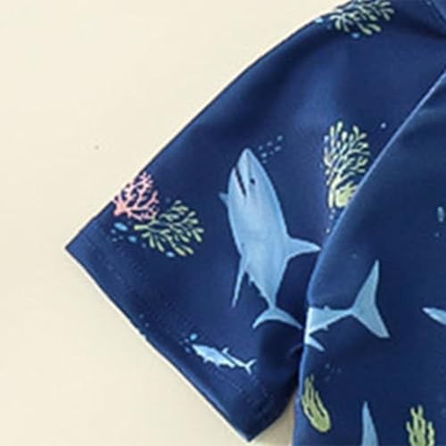 IWIHMIV Boys 1 Piece Swimsuit Bathing Suit Zipper Rash Guard Kid Short Sleeve Swimwear Print Beach Wear3