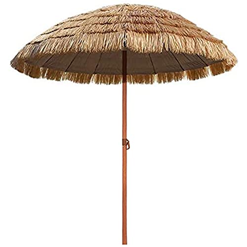 Yclty Sombrilla Brezo Jardin Exterior con Techo De Paja Tiki Sombrilla, Sombrilla Playa Plegable Estilo Hawaiano para Jardín, Parasol para Terraza, Camping, Playa, Redonda Φ145cm / 4.8ft
