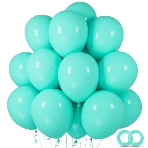 Image of 100pcs Teal Balloons 12 Inch Turquoise Aqua Blue Dark Teal Balloon | Teal Latex balloons Wedding Graduation Engagements, Bridal Shower, Mermaid Birthday Party Decorations