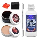 Kit de maquillage SFX 5 pièces avec faux gel sanguin, cire pour la peau, éponge noire, outil spatule, latex liquide, effets spéciaux d'Halloween, modelage de plaies SFX