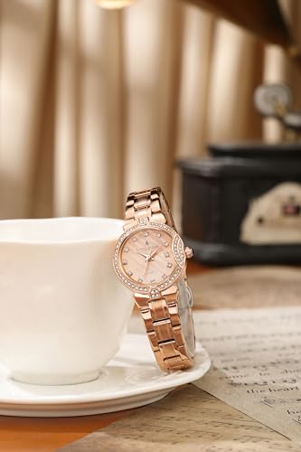 Image of London Fog Crescent Collection Analog Quartz Watch for Women - Round Textured Dial, Crystal-Studded, Diamond-Style Hour Markers, Stainless Steel Strap - LFW20005