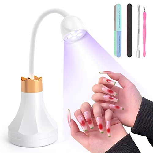Yokilly Lámpara De Uñas UV,Secador De Uñas De 24W,360° Rotación Mini Rose Lámpara Uñas UV LED De Gel De Secado Rápido,Secador De Uñas Portátil Con Herramientas Nail Art Cover