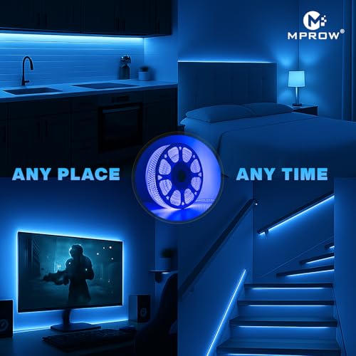 Image of MPROW 10 Meter LED Rope Light | 120 LEDs /Meter Waterproof Strip Light | Cove Light for False Ceiling, Diwali, Balcony & Indoor Decoration (Blue)