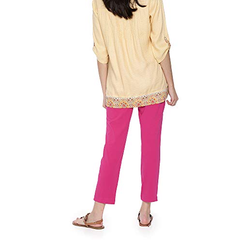 Image of GO COLORS Cotton Stretch Kurti Pants Full Length for Women | Breathable, Mid Rise, Tall