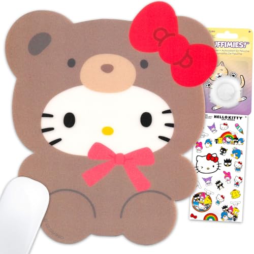 Hello Kitty Mouse Pad - Sanrio Office Supplies Bundle with Sanrio Mousepad with Anti-Slip Rubber Base for Computers Laptop Plus Stickers, More | Hello Kitty Desk Accessories