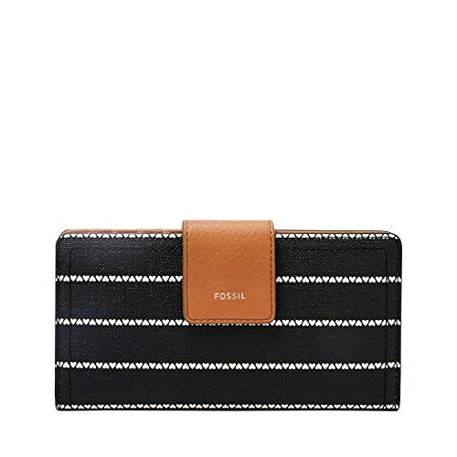 Fossil Women's Logan PVC Tab Wallet, Black/White