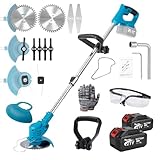 Electric Weed Wacker 21V 2×3.0Ah Battery Powered Weed Eater...