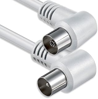 1aTTack.de 1x 10m TV Antennenkabel 90° Koax-Stecker/Buchse 80dB Weiß