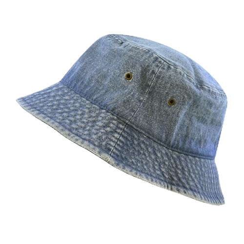 Cotton Bucket Hat Packable Sun Hat Unisex Summer Travel Beach Fisherman Hat for Men Women Outdoor Fishing Hiking(S/M 2. Blue Denim)