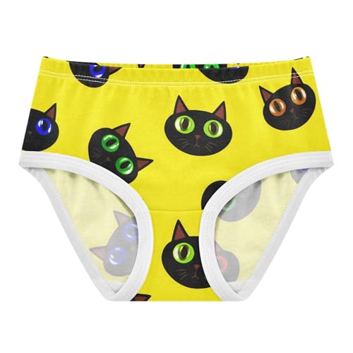 Cute Cartoon Cat Yellow Girls Underwear Toddlers 2t Cotton Panties for Girl Durable Undies Kids Briefs
