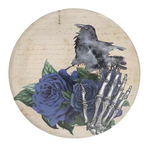 Imanes de cristal para nevera, diseño de calavera y cuervo, diseño de flores abstractas, horror, motivacional, imán para nevera, cubículo, recuerdo, cumpleaños, boda, aniversario, 1 unidad