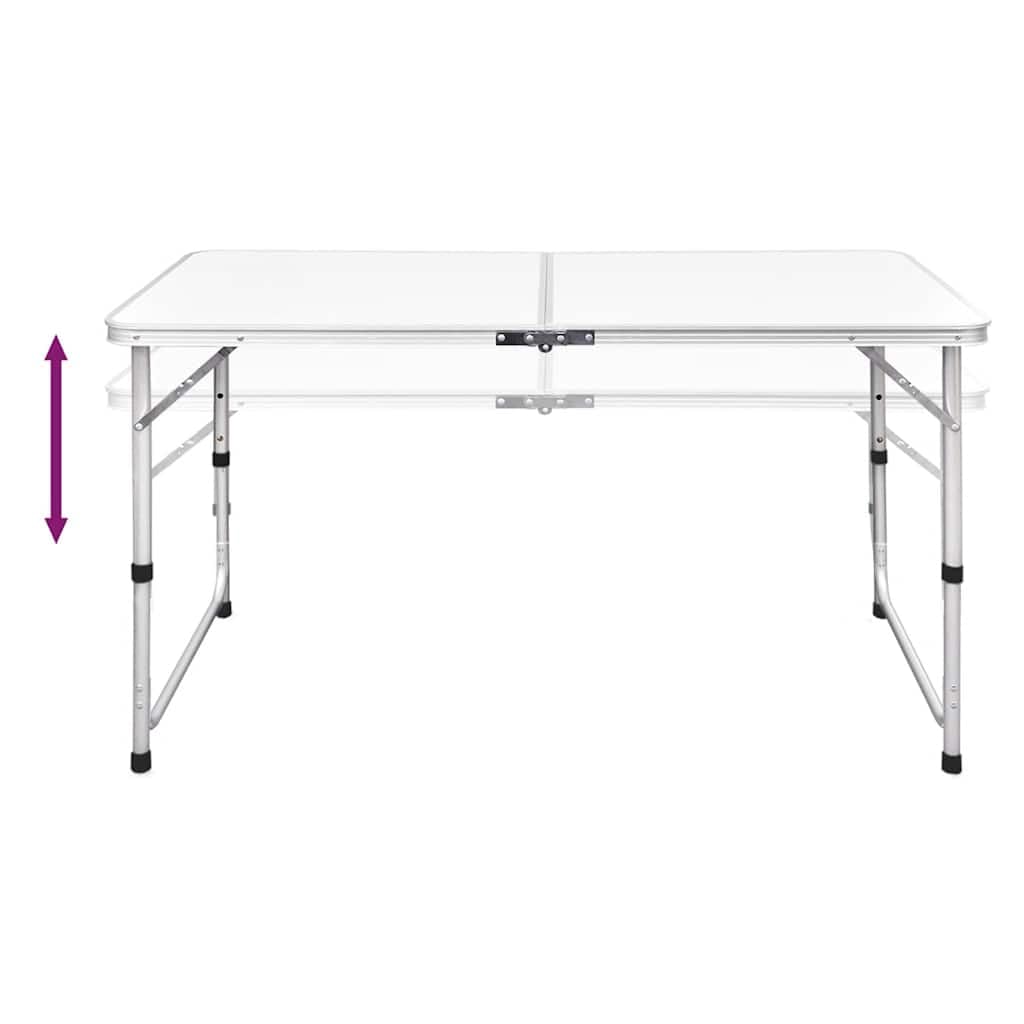 Campingtisch mit 4 Hockern Klappbar, 120x60 cm Campingtisch höhenverstellbar, Klappbarer Klapptisch Set für Garten Terrasse Picknick
