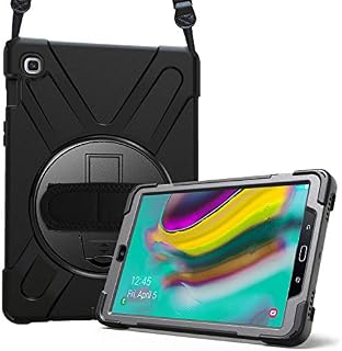 ProCase Samsung Galaxy Tab S5e Case with Strap (SM-T720 T725), Heavy Duty Shockproof Protective Cover Rugged Case with Hand Shoulder Strap Kickstand, for Tab S5e 10.5 Inch 2019 -Black