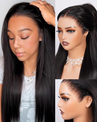 Arabella Hair 13x6 Lace Front Wigs Human Hair 210% Density Glueless Wig Human Hair Real 13x6 HD Transparent Lace Front Wig 15A 20inch Pre Plucked Pre-Bleached Pre-Cut Invisible Lace Tiny Knots