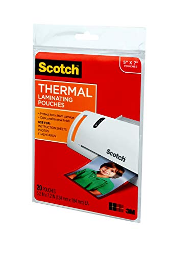 Scotch Thermal Laminating Pouches Premium Quality, 5 Mil Thick For Extra Protection, 20 Pack Photo Size Laminating Sheets, Our Most Durable Lamination Pouch, 5 X7 Inches, Clear (Tp5903-20) #TOP1
