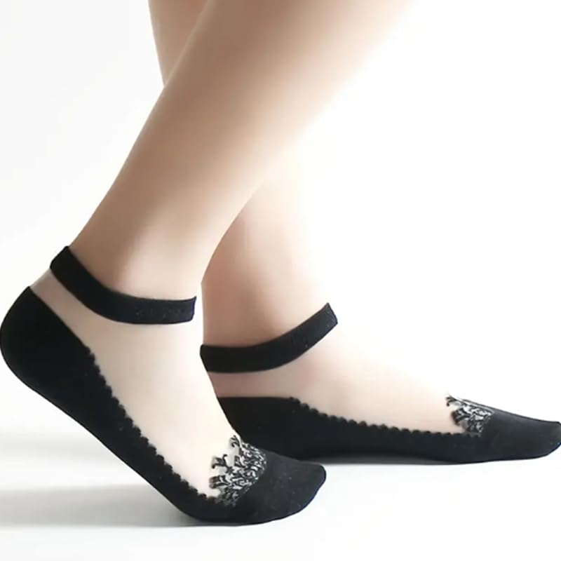8 Pairs of Thin, Breathable, Transparent Vintage Floral Invisible Boat Socks For Spring And Summer3