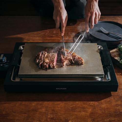 BALMUDA The Teppanyaki | 6.6mm Cladding Plate Hot Plate with Precise Temperature Control (320°F–430°F) | 360° Cooking Design | Perfect for Steak, Okonomiyaki, Crepes, and More