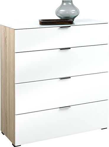 CS Schmal SOLO 700 Kommode | In Eiche und Weißglas | 181 x 99 x 42 cm - 60.263.505/7200 CS Schmal SOLO 700 Kommode | In Eiche und Weißglas | 181 x 99 x 42 cm