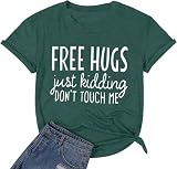 Calvin&Sally Letter Print T Shirts Hawaiian Travel Holiday Family Sunshine Beach Vacation Tee Tops for Women Hiking Summer Cute Tees (Dark Green XL), X-Large