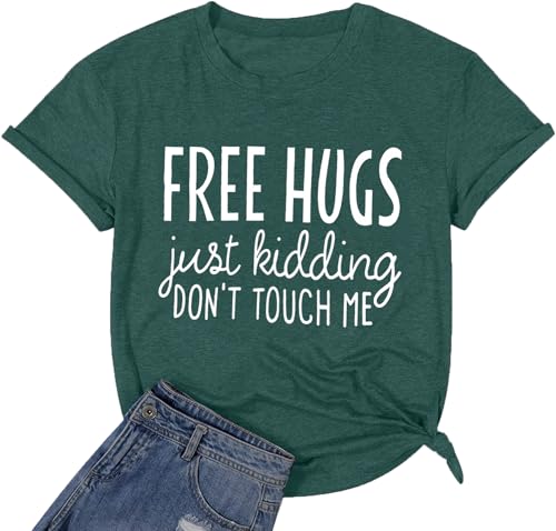 Calvin&Sally Letter Print T Shirts Hawaiian Travel Holiday Family Sunshine Beach Vacation Tee Tops for Women Hiking Summer Cute Tees (Dark Green XL), X-Large