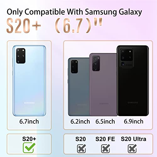 Likiyami (3In1 For Samsung Galaxy S20 Plus Case Heart Women Girls Cute Girly Aesthetic Trendy Luxury Pretty With Loop Phone Cases Black And Gold Plating Love Hearts Cover+Screen+Chain For S20+ 6.7" #TOP1