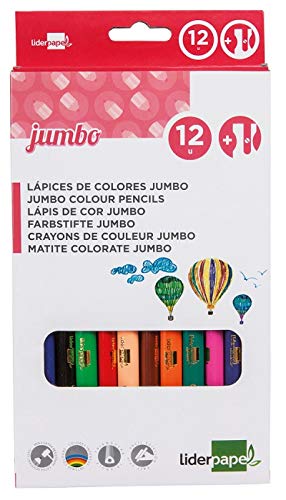 Liderpapel Lápices de Colores Jumbo, Caja de 12