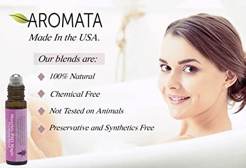 Aromata Monthly Pms Magic Relief For Period Cramps, Discomfort & Moody You. Essential Oil Blend To Balance Hormones, Ease Muscle Spasms, Bloating & More. Therapeutic Grade, Premixed, 100% Natural. #TOP3