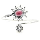 böhmischer granat armreif Hergestellt in Indien mantraroma Armreif Armband versilbert silbern Granat rot (922-05-024-02)