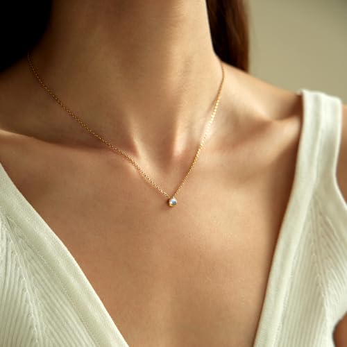 Gold Diamond Pendant Necklace for Women, 18K Gold Plated CZ Solitaire Necklace Dainty Cubic Zirconia Trendy Jewelry Gifts3