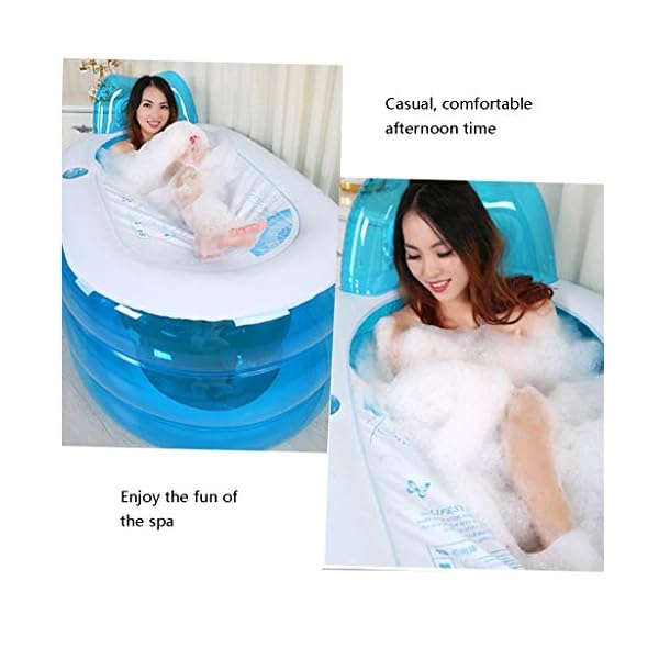 Aufblasbare Pools Aufblasbare Badewanne Whirlpool Badbadewanne Badewanne Für Erwachsene Zusammenklappbare Badewanne Einzelbadewanne PVC Mini-Badewanne + Handpumpe Schwimmbecken – Bild 3