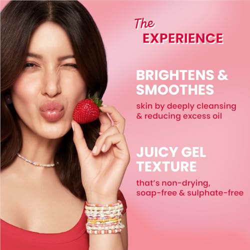 Image of Strawberry Bright Niacinamide Gel Face Wash, Non-Drying Formula, Brightens & Smoothes, Evens Skin Tone, Reduces Excess Oil, Unclogs Pores, Deeply Cleanses, For Oily & Combination Skin