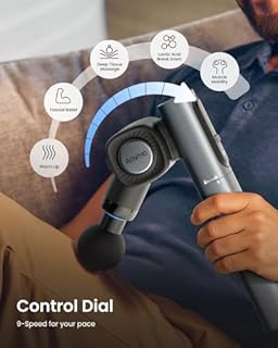 RENPHO Massage Gun with Adjustable Angles and Extension Handle, Handheld Back Massager, Percussion Muscle Massager Deep Tissue with Portable Carry Case for Men Women, Extend 2