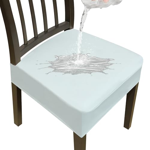 Stretch Seat Covers for Dining Room Chairs Set of 6,Dining Chair Covers,Waterproof PU Leather Chair Seat Slipcovers,Removable Washable Dining Room Chair Seat Cover(Beige)