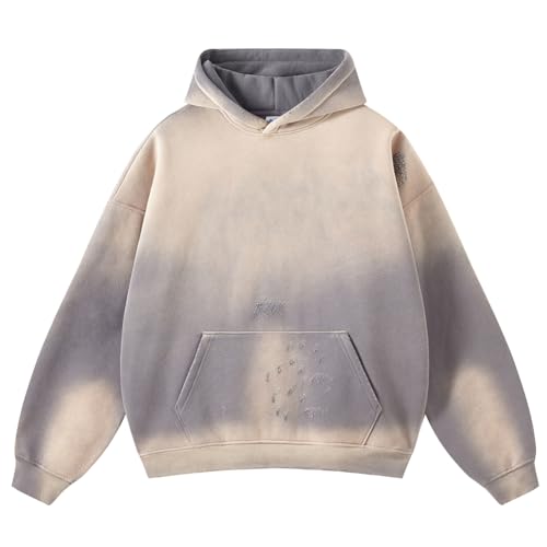 Tie Dye Gradient Hoodie Men Streetwear Oversized Hoodie Vintage Spring Autumn Loose Hoodie Male