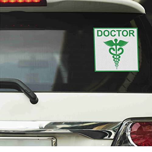 Image of CVANU Doctor Reflective Vinyl Exterior Decal for Vehicle 2pcs (11x11cm) Green cv4