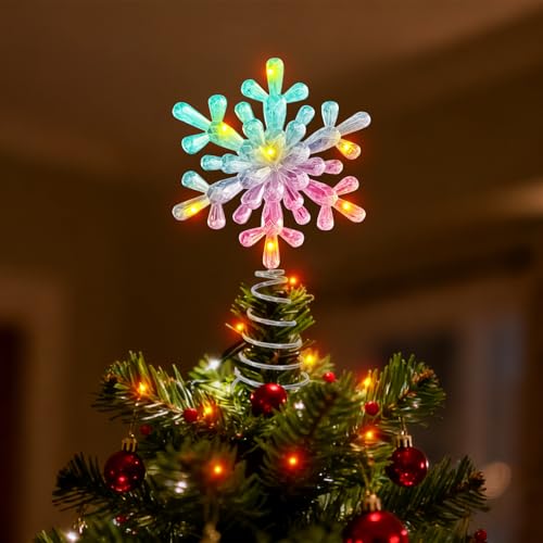 Christbaumspitze Schneeflocken Weihnachtsbaumspitze 10.5cm...