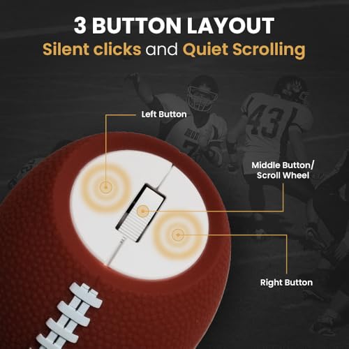 Image of Sports 123 Addition Bluetooth Mouse with 2.4 GHz & BT 5.3 Dual Wireless, 6 Buttons, C-Type Charging, RGB Lights, Connect 3 Devices, Ergonomic Design for Laptop, Smartphone, Tablet (Modern Rugby)