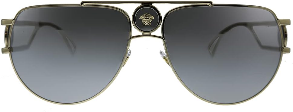 Versace VE 2225 12526G Pale Gold Metal Aviator Sunglasses Silver Mirror Lens - Image 2