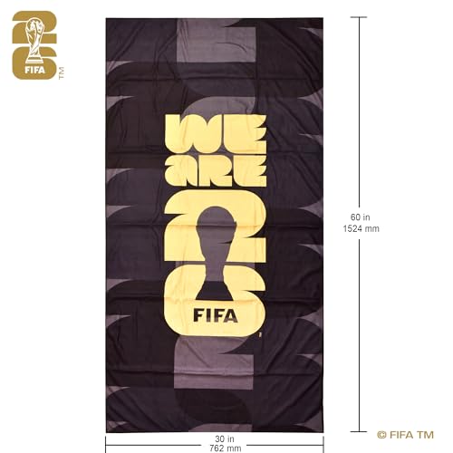 Official 2026 FIFA World Cup Emblem Black Towel – 30x60 Inch Velvet Soft, Durable Men’s & Women’s Towel – Machine Washable – Designed for the Pool, Gym, Beach, Lake or Everyday Use