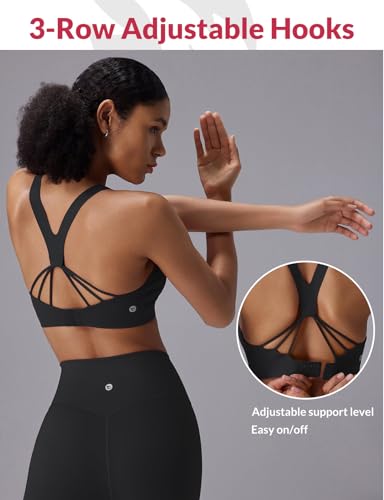 baleaf Sweatleaf Womens Adjustable Sports Bras, Crisscross Back Padded High Support Yoga Workout Running Bra2
