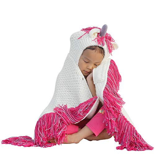 SKOLOO Hooded Blanket for Kids & Adult, Unicorn Wearable Blankets, Knitting Blanket Hoodie