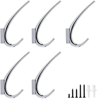 Amazon Basics AB5300-PC-5 Coat Hook, Polished Aluminium