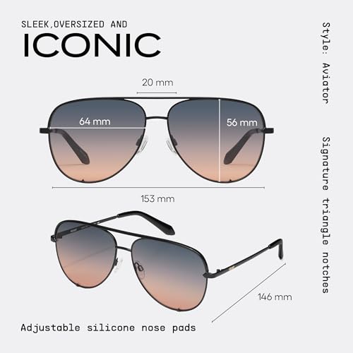 Image of QUAY High Key Extra Large Polarized Unisex Aviator Sunglasses, UV Protection, Oversized Accessories for On The Go Lifestyle