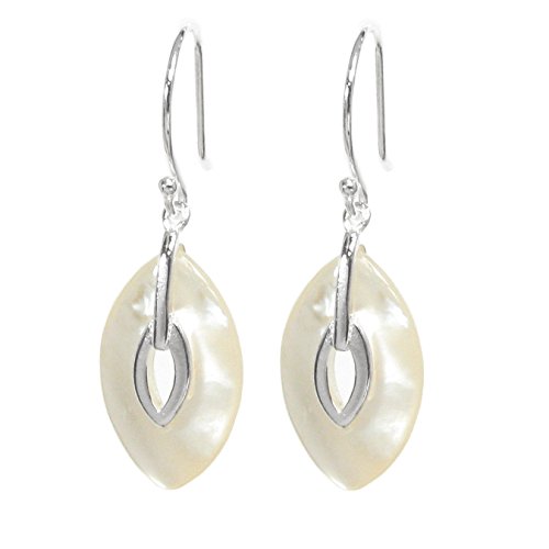 White Natural Mother Of Pearl Sterling Silver French Hook Dangle